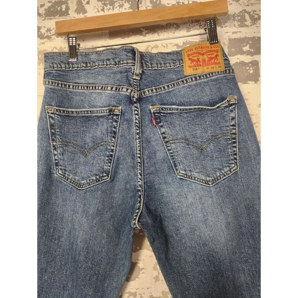 Levi's‎ 514 Men's Straight Fit Blue Jeans Pants Mens 34x30 (actual 33x28.5)